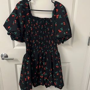 English Factory Medium Black Cherry Print Dress